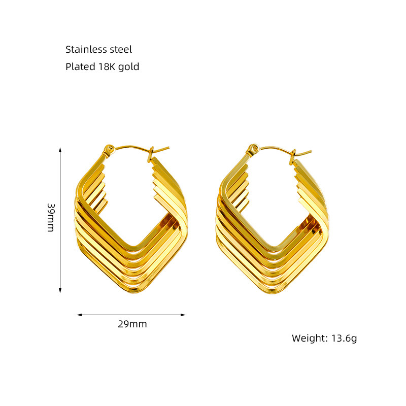Venta al por mayor, pendientes irregulares geométricos retro de múltiples líneas, pendientes de línea retorcida con personalidad geométrica, pendientes de acero de titanio  ACRE/38-190