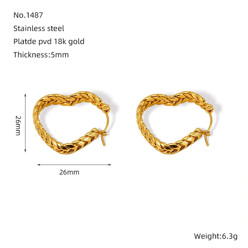 Venta al por mayor, pendientes de amor de trigo con diseño de nicho de alta gama, pendientes y pendientes de lujo de acero inoxidable a la moda  ACRE/38-192