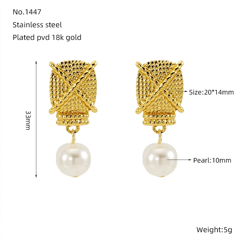 Perlas de alta gama, aretes de acero inoxidable, aretes versátiles de fundición de acero inoxidable  ACRE/38-187