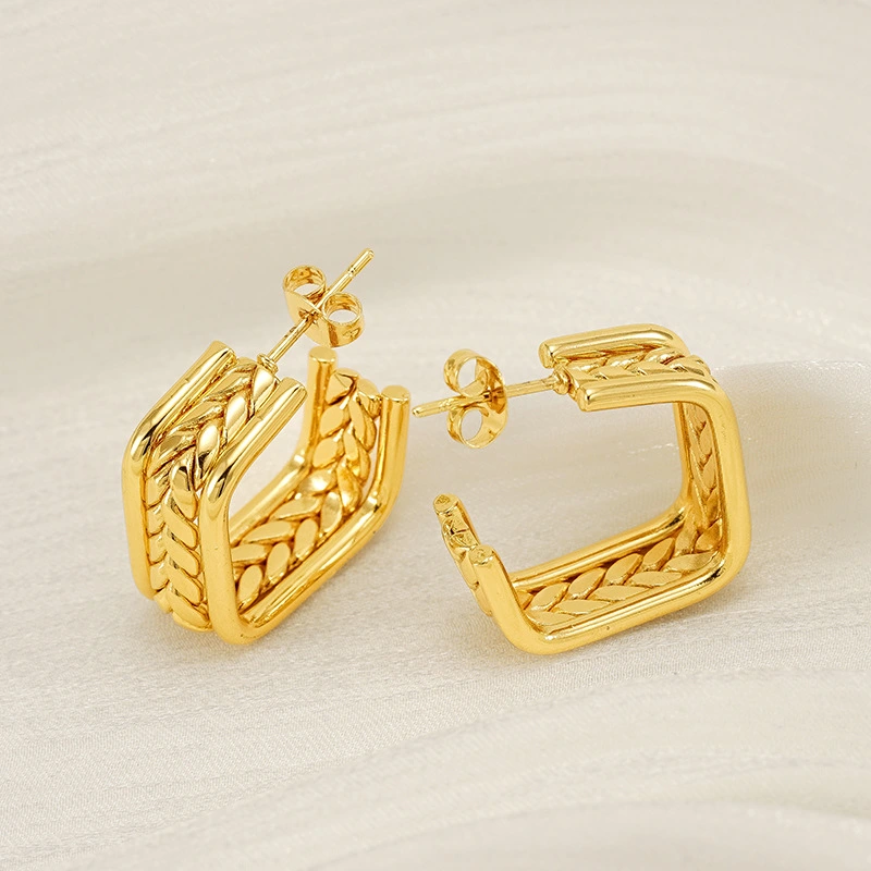Venta al por mayor, pendientes de amor de trigo con diseño de nicho de alta gama, pendientes y pendientes de lujo de acero inoxidable a la moda  ACRE/38-192