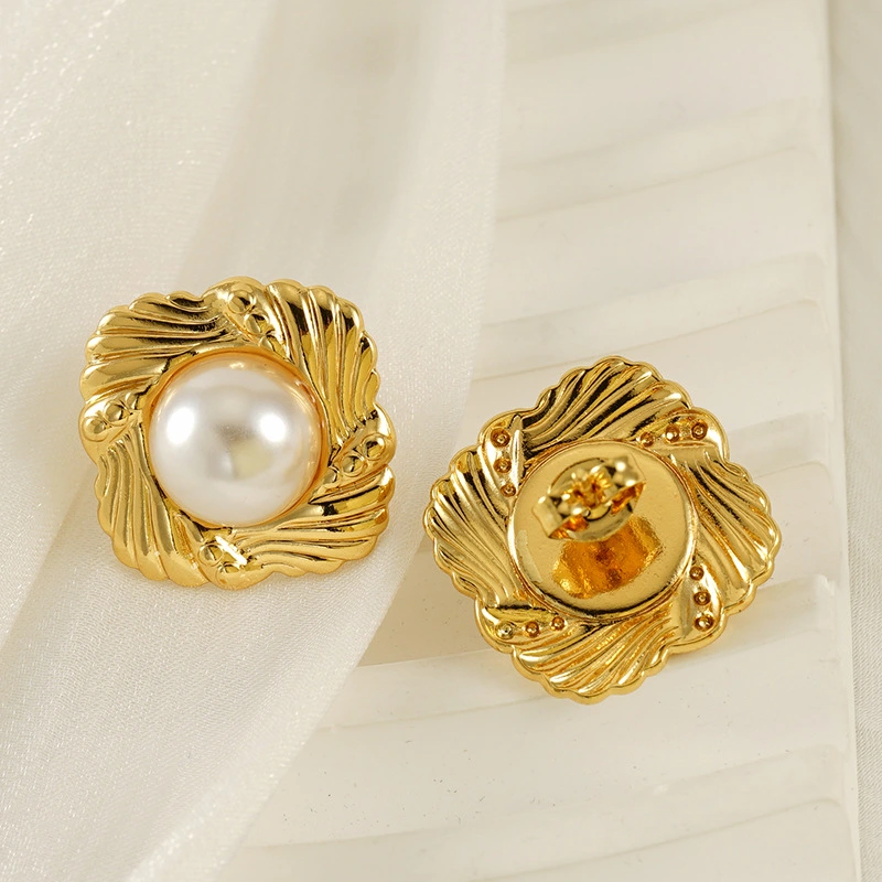 Perlas de alta gama, aretes de acero inoxidable, aretes versátiles de fundición de acero inoxidable  ACRE/38-187