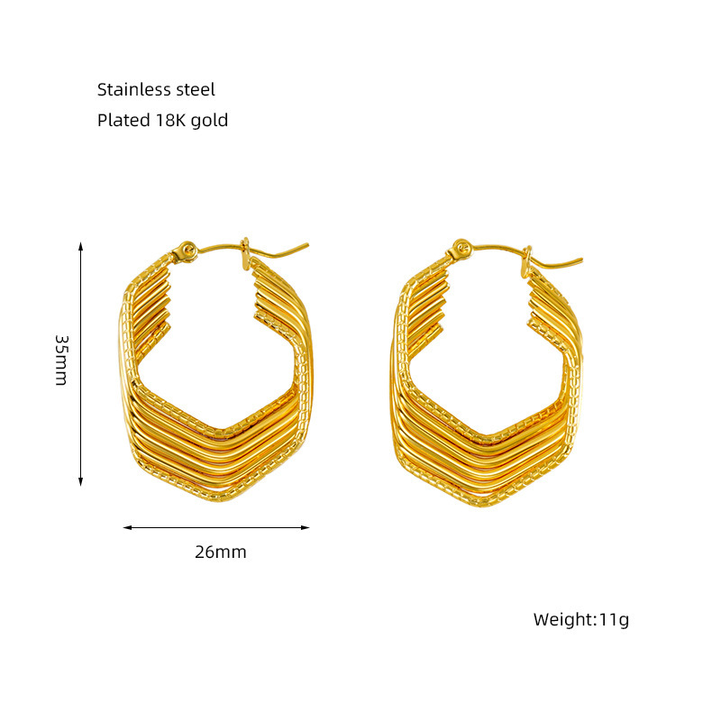 Venta al por mayor, pendientes irregulares geométricos retro de múltiples líneas, pendientes de línea retorcida con personalidad geométrica, pendientes de acero de titanio  ACRE/38-190