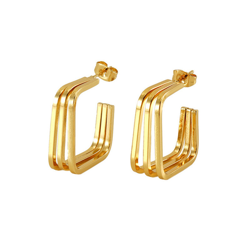 Venta al por mayor, pendientes irregulares geométricos retro de múltiples líneas, pendientes de línea retorcida con personalidad geométrica, pendientes de acero de titanio  ACRE/38-190