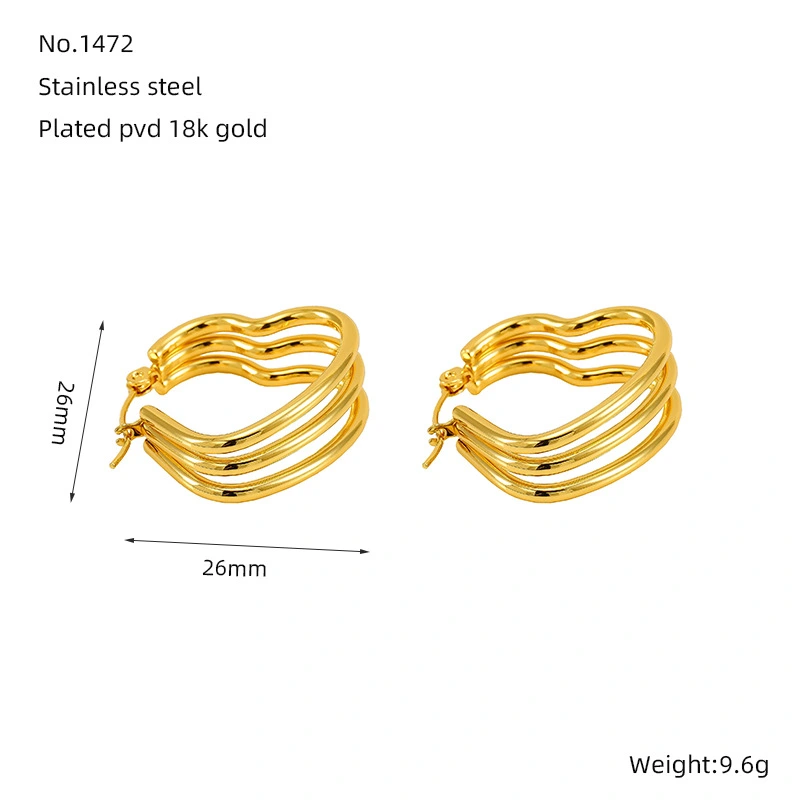 Pendientes de acero inoxidable multicapa con alambre trenzado de alambre redondo estilo INS, aretes con patrón de forma geométrica moldeada, aretes para mujer  ACRE/38-194