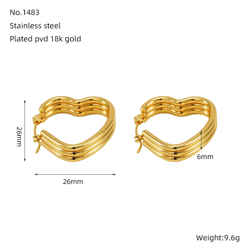 Pendientes de acero inoxidable multicapa con alambre trenzado de alambre redondo estilo INS, aretes con patrón de forma geométrica moldeada, aretes para mujer  ACRE/38-194