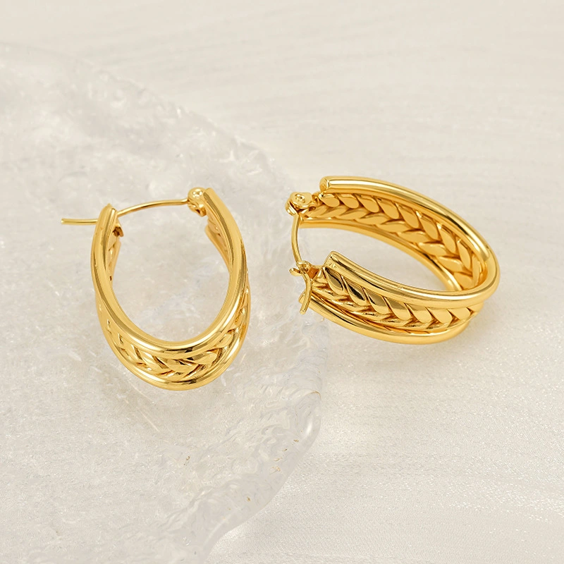 Venta al por mayor, pendientes de amor de trigo con diseño de nicho de alta gama, pendientes y pendientes de lujo de acero inoxidable a la moda  ACRE/38-192