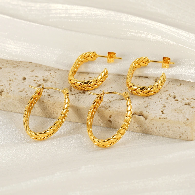 Venta al por mayor, pendientes de amor de trigo con diseño de nicho de alta gama, pendientes y pendientes de lujo de acero inoxidable a la moda  ACRE/38-192