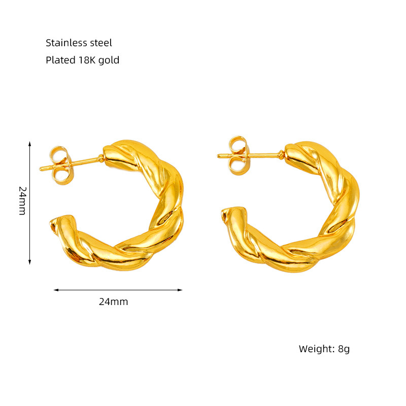 Pendientes geométricos de acero de titanio, estilo INS de alta gama, diseño de nicho, pendientes y hebillas de acero inoxidable fundido de 18 quilates  ACRE/38-198