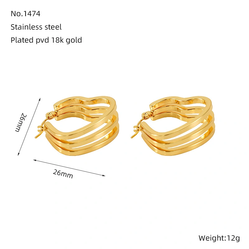 Pendientes de acero inoxidable multicapa con alambre trenzado de alambre redondo estilo INS, aretes con patrón de forma geométrica moldeada, aretes para mujer  ACRE/38-194