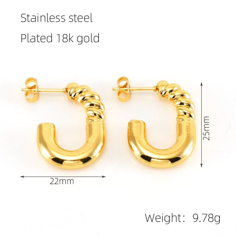 Pendientes al por mayor, acero inoxidable chapado en oro, personalidad retro y sensación de alta gama, pendientes de media vuelta fundidos  ACRE/38-186