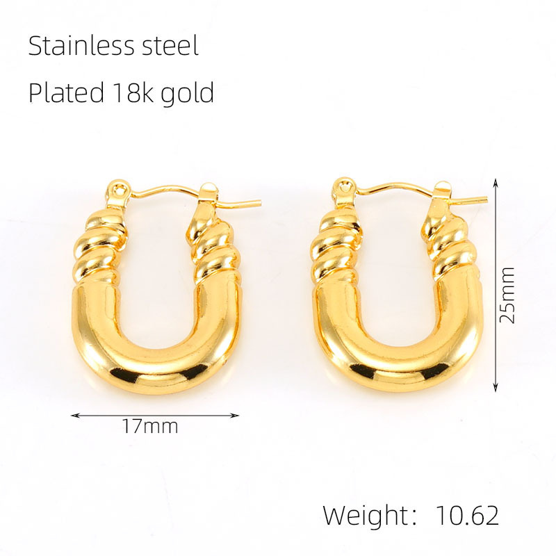 Pendientes al por mayor, acero inoxidable chapado en oro, personalidad retro y sensación de alta gama, pendientes de media vuelta fundidos  ACRE/38-186