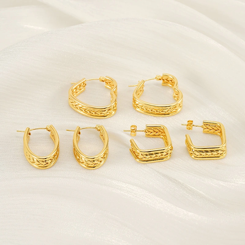 Venta al por mayor, pendientes de amor de trigo con diseño de nicho de alta gama, pendientes y pendientes de lujo de acero inoxidable a la moda  ACRE/38-192