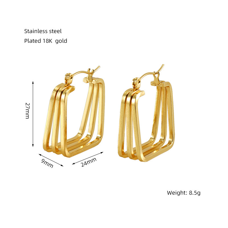 Venta al por mayor, pendientes irregulares geométricos retro de múltiples líneas, pendientes de línea retorcida con personalidad geométrica, pendientes de acero de titanio  ACRE/38-190