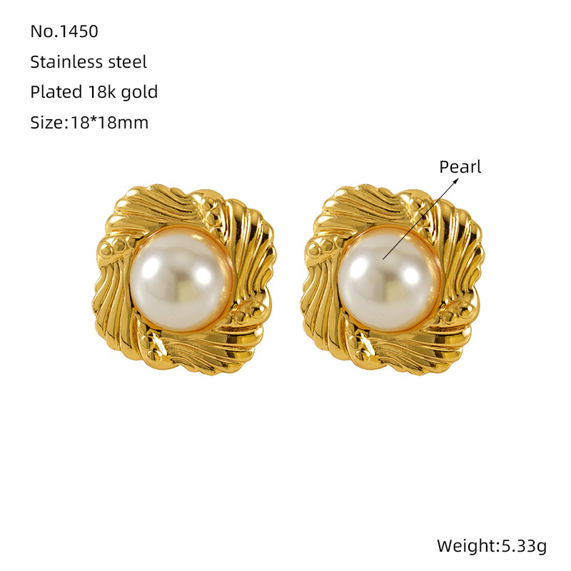 Perlas de alta gama, aretes de acero inoxidable, aretes versátiles de fundición de acero inoxidable  ACRE/38-187