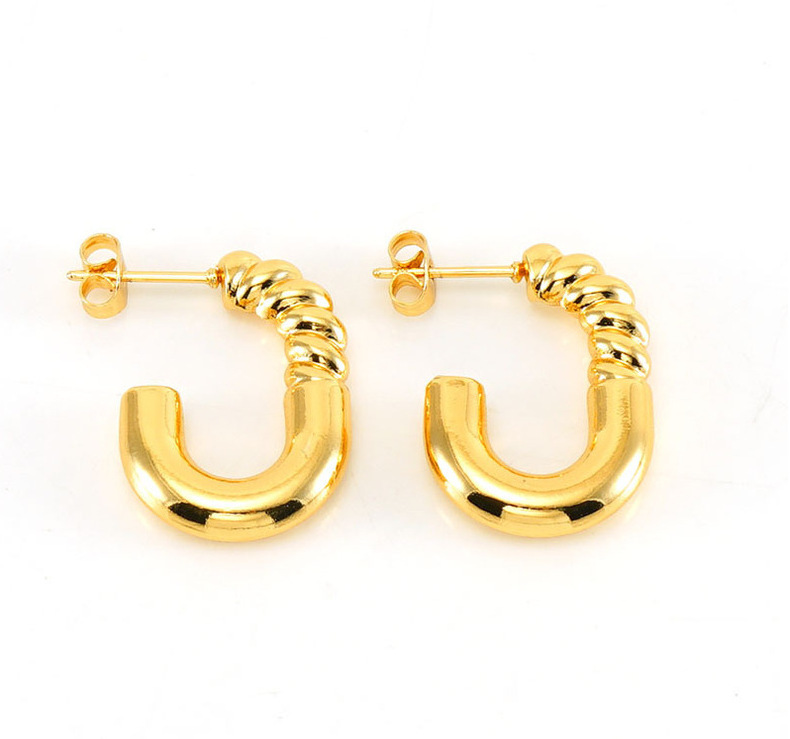 Pendientes al por mayor, acero inoxidable chapado en oro, personalidad retro y sensación de alta gama, pendientes de media vuelta fundidos  ACRE/38-186