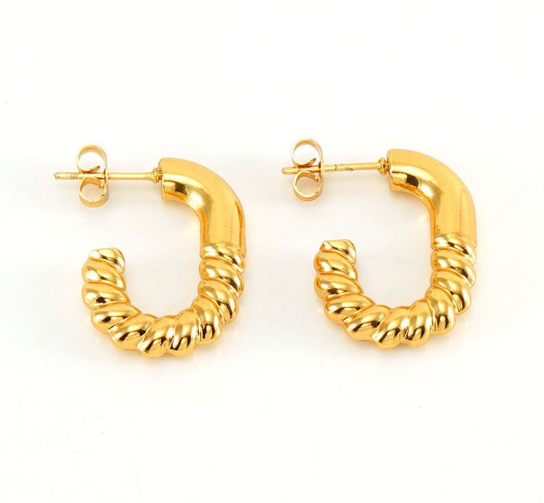 Pendientes al por mayor, acero inoxidable chapado en oro, personalidad retro y sensación de alta gama, pendientes de media vuelta fundidos  ACRE/38-186
