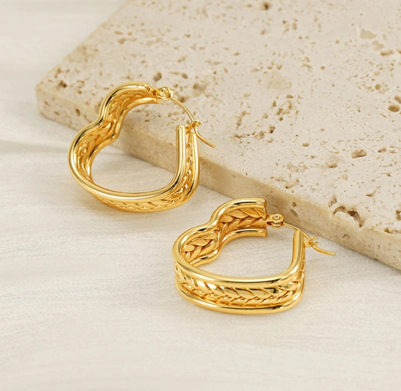 Venta al por mayor, pendientes de amor de trigo con diseño de nicho de alta gama, pendientes y pendientes de lujo de acero inoxidable a la moda  ACRE/38-192