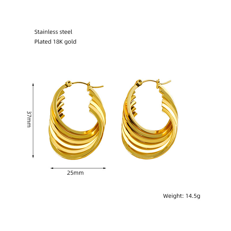 Venta al por mayor, pendientes irregulares geométricos retro de múltiples líneas, pendientes de línea retorcida con personalidad geométrica, pendientes de acero de titanio  ACRE/38-190
