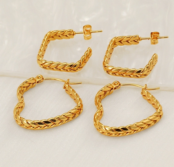 Venta al por mayor, pendientes de amor de trigo con diseño de nicho de alta gama, pendientes y pendientes de lujo de acero inoxidable a la moda  ACRE/38-192