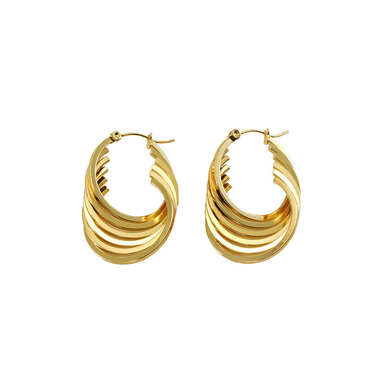 Venta al por mayor, pendientes irregulares geométricos retro de múltiples líneas, pendientes de línea retorcida con personalidad geométrica, pendientes de acero de titanio  ACRE/38-190
