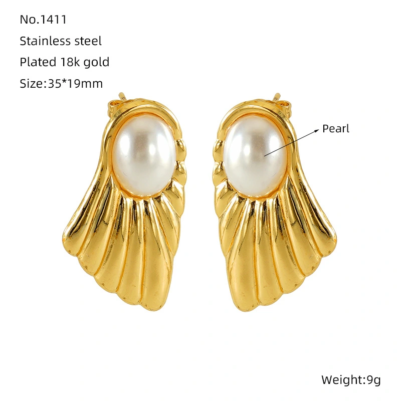 Perlas de alta gama, aretes de acero inoxidable, aretes versátiles de fundición de acero inoxidable  ACRE/38-187