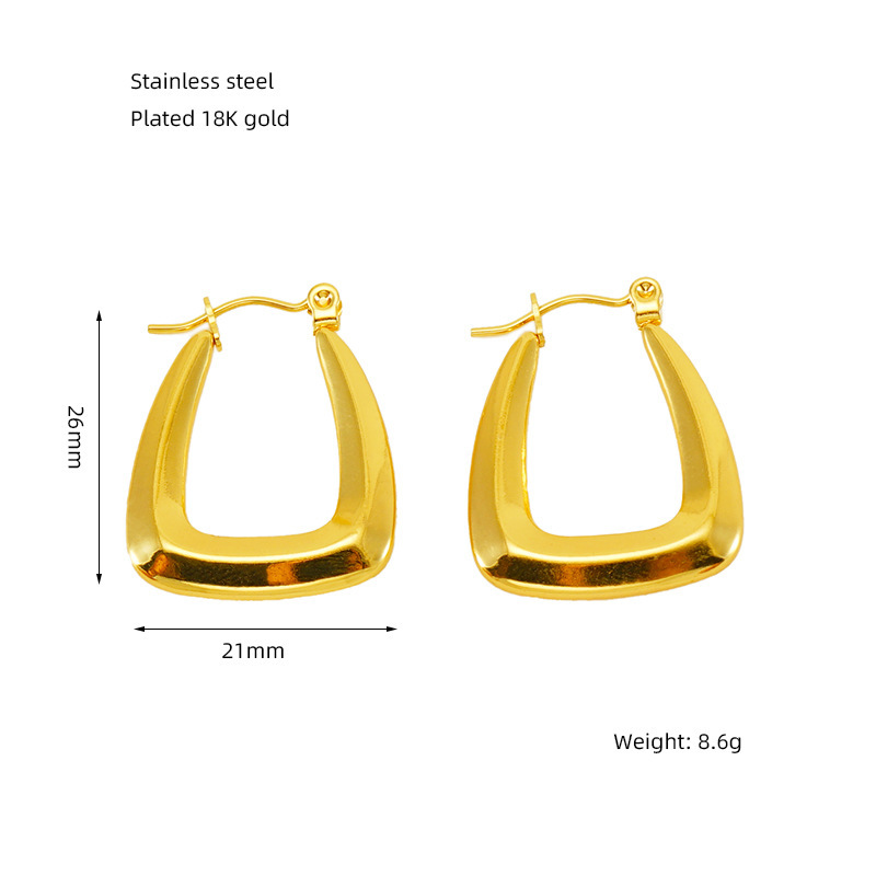 Pendientes geométricos de acero de titanio, estilo INS de alta gama, diseño de nicho, pendientes y hebillas de acero inoxidable fundido de 18 quilates  ACRE/38-198