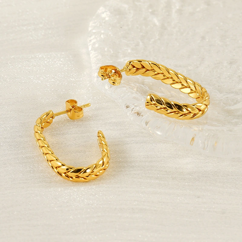 Venta al por mayor, pendientes de amor de trigo con diseño de nicho de alta gama, pendientes y pendientes de lujo de acero inoxidable a la moda  ACRE/38-192
