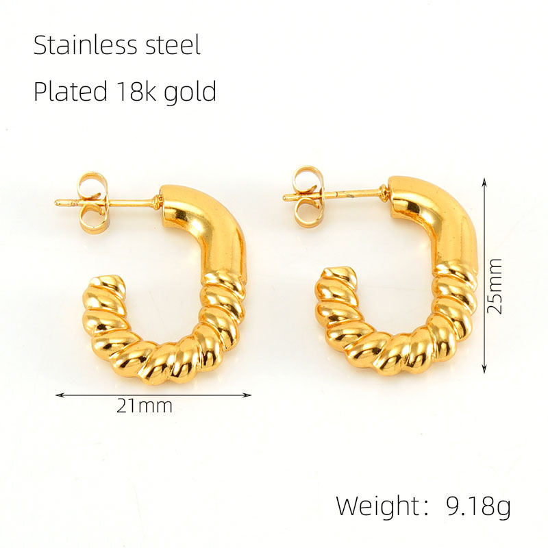 Pendientes al por mayor, acero inoxidable chapado en oro, personalidad retro y sensación de alta gama, pendientes de media vuelta fundidos  ACRE/38-186