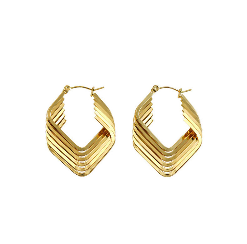 Venta al por mayor, pendientes irregulares geométricos retro de múltiples líneas, pendientes de línea retorcida con personalidad geométrica, pendientes de acero de titanio  ACRE/38-190