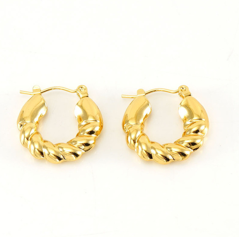Pendientes al por mayor, acero inoxidable chapado en oro, personalidad retro y sensación de alta gama, pendientes de media vuelta fundidos  ACRE/38-186
