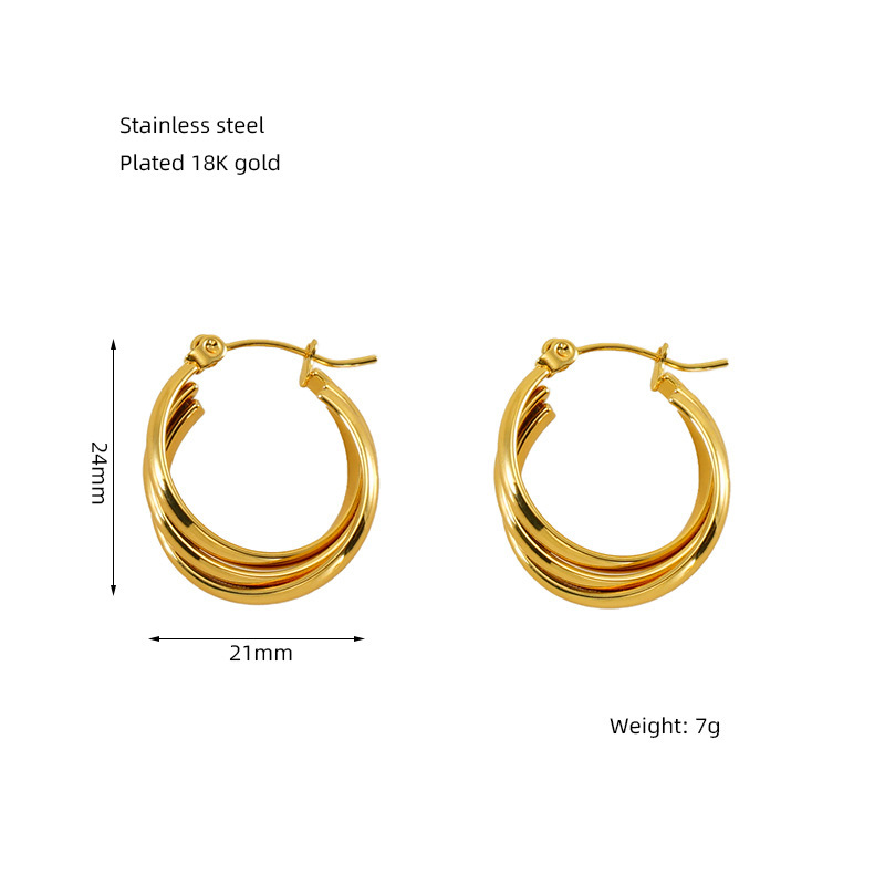 Venta al por mayor, pendientes irregulares geométricos retro de múltiples líneas, pendientes de línea retorcida con personalidad geométrica, pendientes de acero de titanio  ACRE/38-190