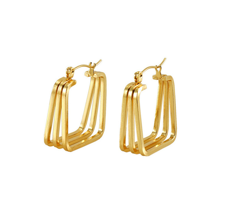 Venta al por mayor, pendientes irregulares geométricos retro de múltiples líneas, pendientes de línea retorcida con personalidad geométrica, pendientes de acero de titanio  ACRE/38-190