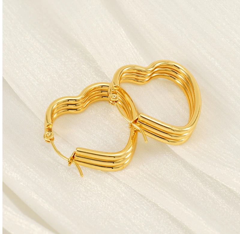 Pendientes de acero inoxidable multicapa con alambre trenzado de alambre redondo estilo INS, aretes con patrón de forma geométrica moldeada, aretes para mujer  ACRE/38-194