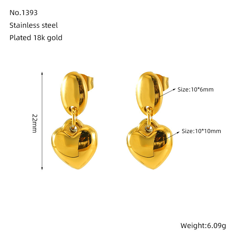 Pendientes colgantes de amor de acero inoxidable geométricos con diseño de estilo INS, pendientes simples de acero de titanio y oro fundido de 18 quilates  ACRE/38-203