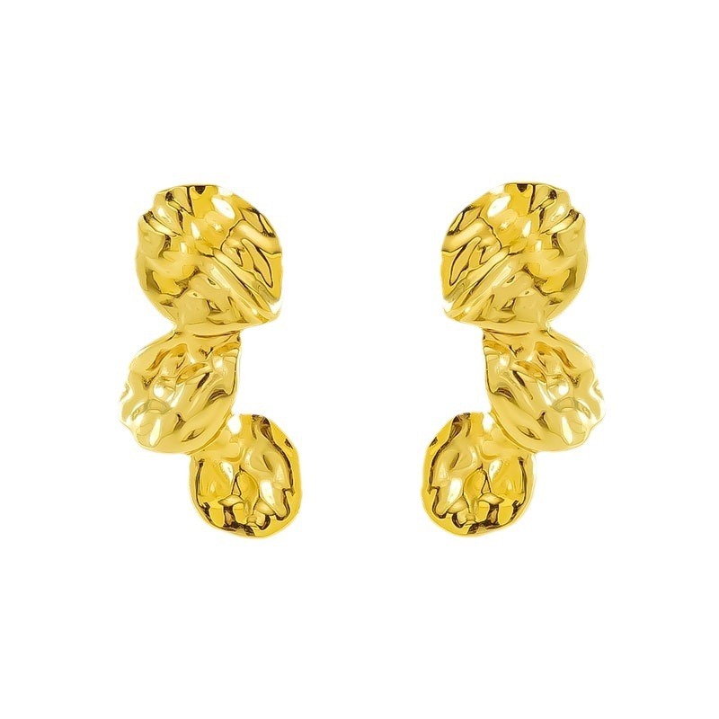 Pendientes retro de acero de titanio fundido diseño plisado simple pendientes de estilo de lujo ligeros al por mayor  ACRE/38-206