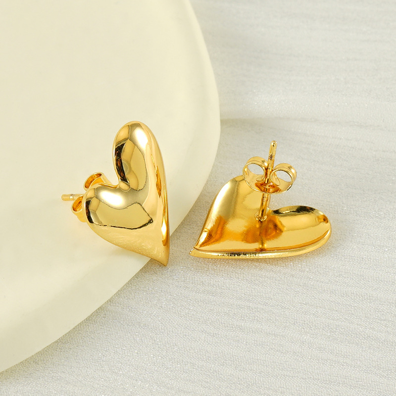 Pendientes colgantes de amor de acero inoxidable geométricos con diseño de estilo INS, pendientes simples de acero de titanio y oro fundido de 18 quilates  ACRE/38-203