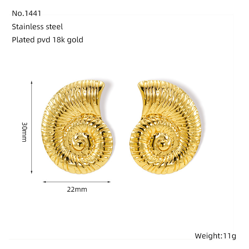 Pendientes de concha de estilo navideño, pendientes de acero de titanio de 18K, joyería al por mayor  ACRE/38-219