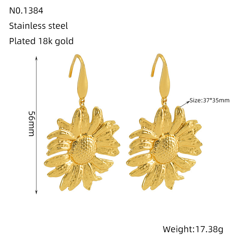 Pendientes retros al por mayor del girasol del diseño del estilo de los pendientes del acero inoxidable del molde  ACRE/38-213