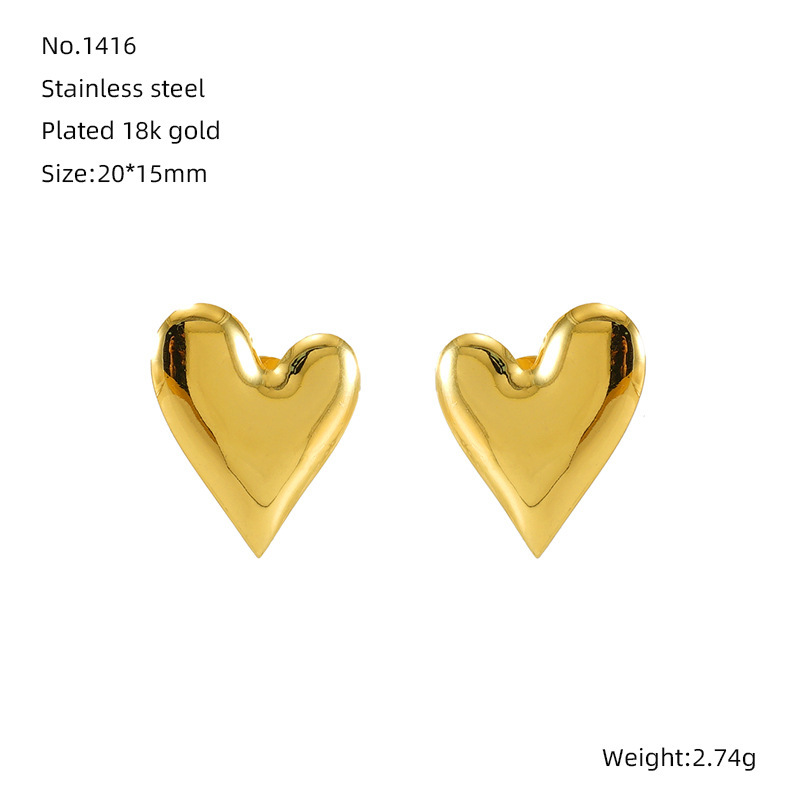 Pendientes colgantes de amor de acero inoxidable geométricos con diseño de estilo INS, pendientes simples de acero de titanio y oro fundido de 18 quilates  ACRE/38-203