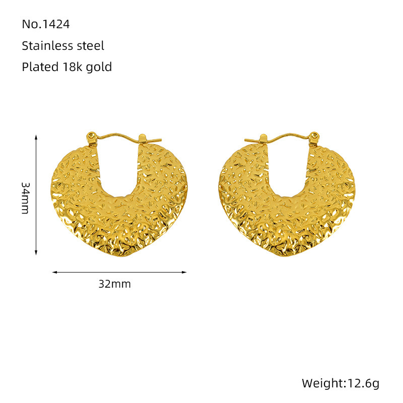 Pendientes colgantes de amor de acero inoxidable geométricos con diseño de estilo INS, pendientes simples de acero de titanio y oro fundido de 18 quilates  ACRE/38-203