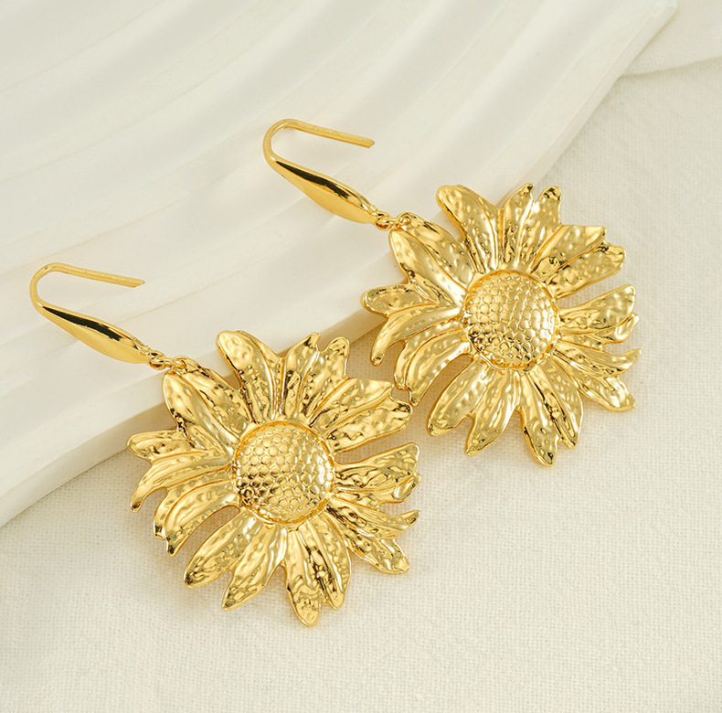 Pendientes retros al por mayor del girasol del diseño del estilo de los pendientes del acero inoxidable del molde  ACRE/38-213