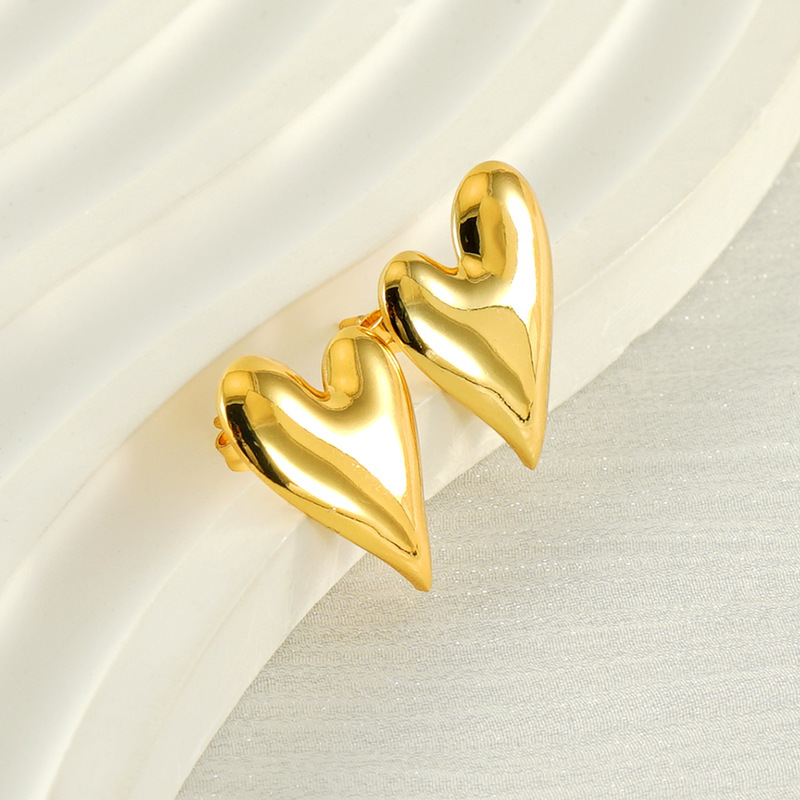 Pendientes colgantes de amor de acero inoxidable geométricos con diseño de estilo INS, pendientes simples de acero de titanio y oro fundido de 18 quilates  ACRE/38-203