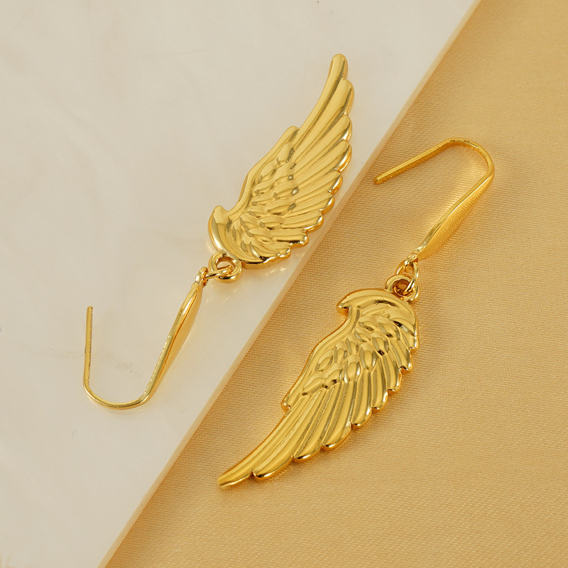 Pendientes de ala de acero inoxidable fundido diseño de nicho de oro ins18K pendientes de acero de titanio joyería al por mayor  ACRE/38-222