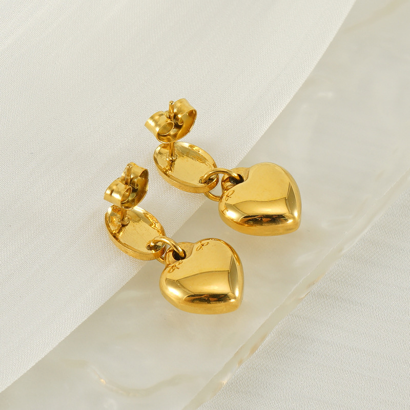 Pendientes colgantes de amor de acero inoxidable geométricos con diseño de estilo INS, pendientes simples de acero de titanio y oro fundido de 18 quilates  ACRE/38-203