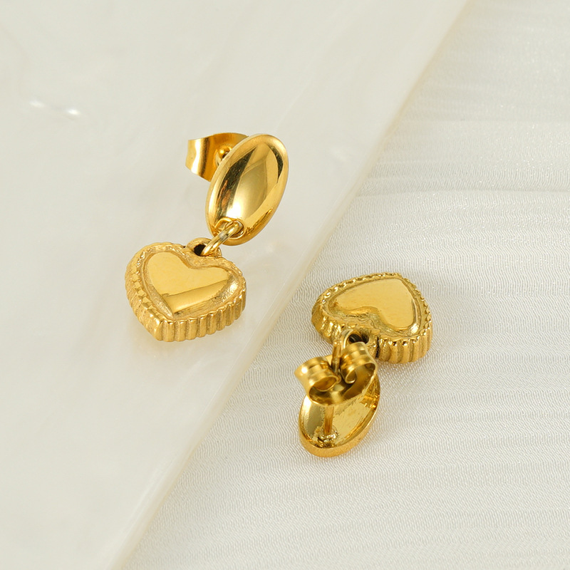 Pendientes colgantes de amor de acero inoxidable geométricos con diseño de estilo INS, pendientes simples de acero de titanio y oro fundido de 18 quilates  ACRE/38-203