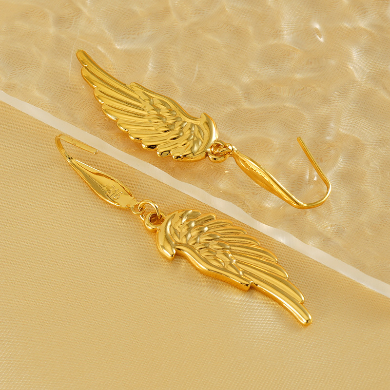 Pendientes de ala de acero inoxidable fundido diseño de nicho de oro ins18K pendientes de acero de titanio joyería al por mayor  ACRE/38-222