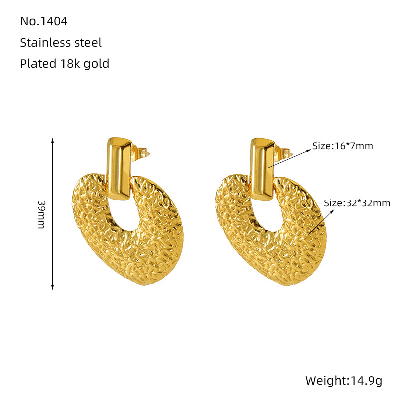 Pendientes colgantes de amor de acero inoxidable geométricos con diseño de estilo INS, pendientes simples de acero de titanio y oro fundido de 18 quilates  ACRE/38-203