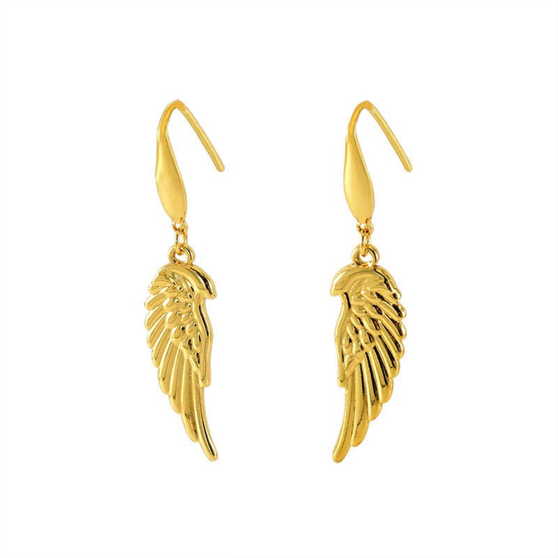 Pendientes de ala de acero inoxidable fundido diseño de nicho de oro ins18K pendientes de acero de titanio joyería al por mayor  ACRE/38-222