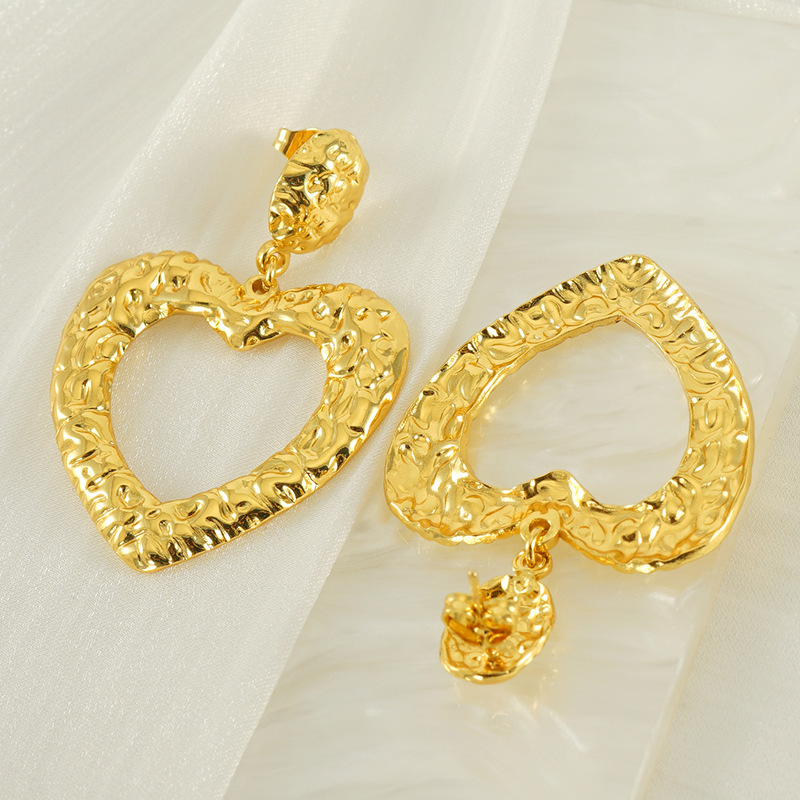 Pendientes colgantes de amor de acero inoxidable geométricos con diseño de estilo INS, pendientes simples de acero de titanio y oro fundido de 18 quilates  ACRE/38-203