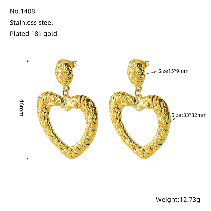 Pendientes colgantes de amor de acero inoxidable geométricos con diseño de estilo INS, pendientes simples de acero de titanio y oro fundido de 18 quilates  ACRE/38-203